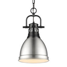  3602-S BLK-PW - Duncan Small Pendant with Chain in Matte Black with Pewter